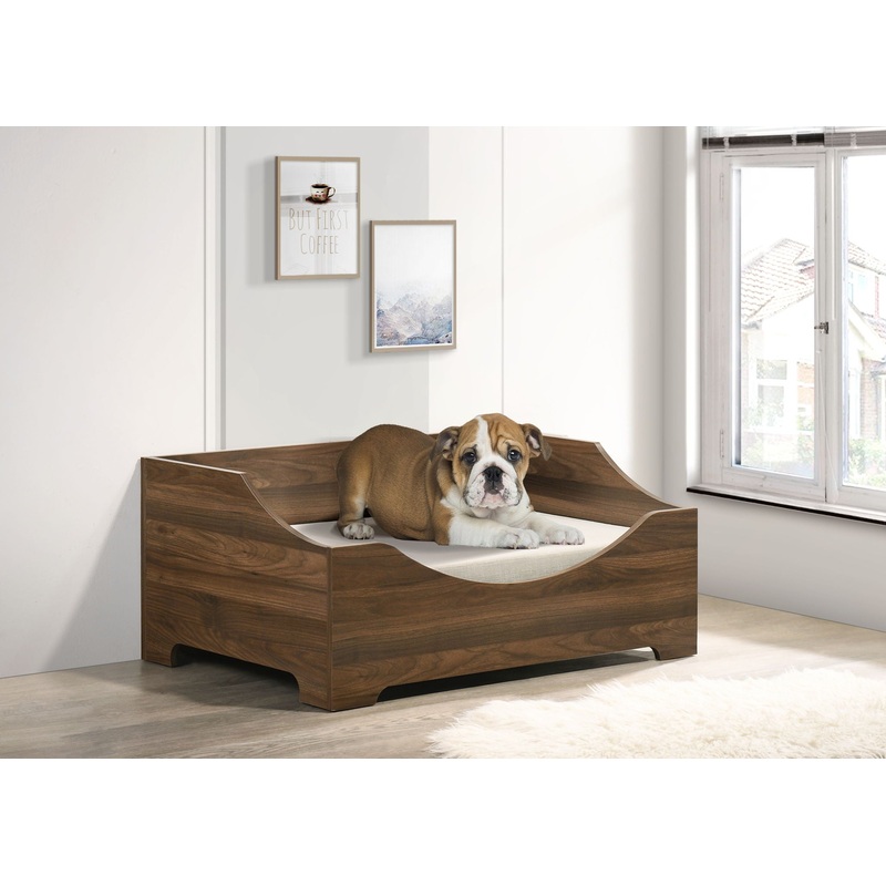 Gibson – Alder Wood Finish Modern Comfy Pet Bed With Cushion – Brown
