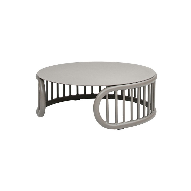 Harper – Indoor/Outdoor Modern Round Coffee Table – Geige Taupe Aluminum