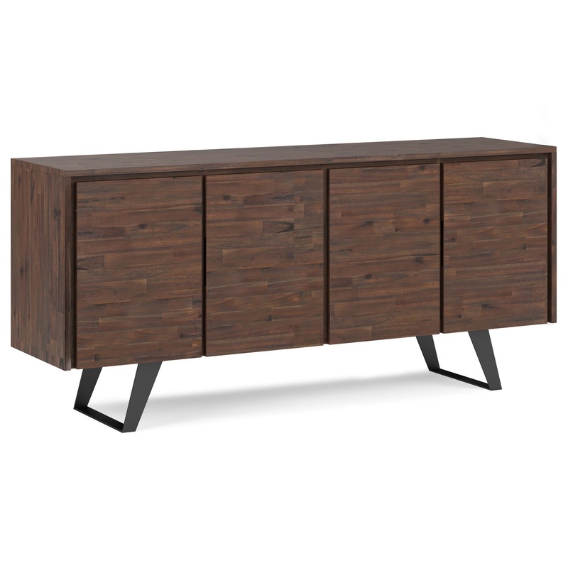 Lowry – Large 4 Door Sideboard Buffet – Distressed Charcoal Brown