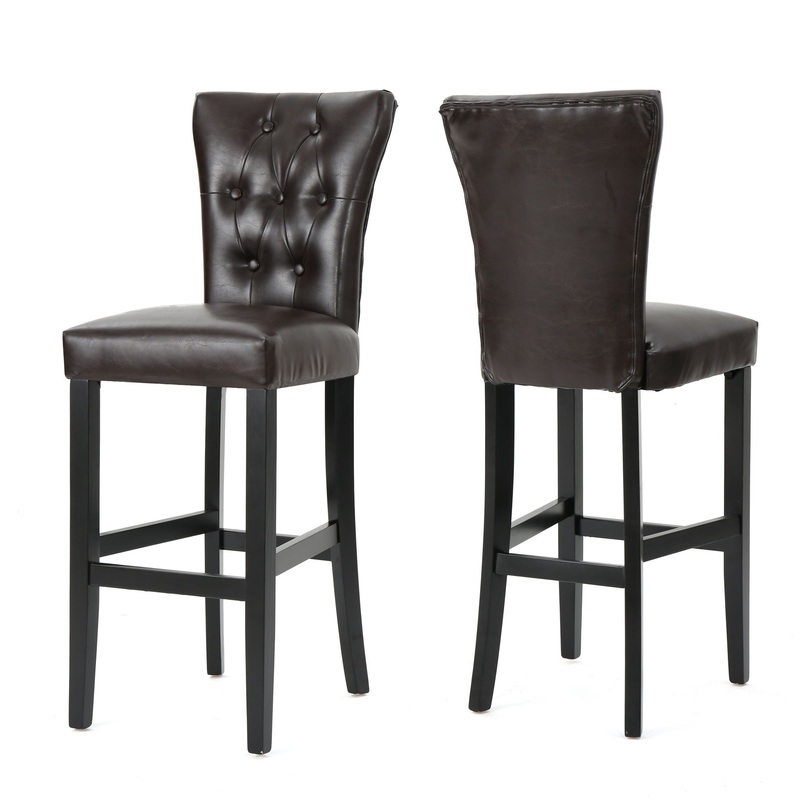 Bar Stools, Upholstered Barstools Armless (Set of 2) – Brown