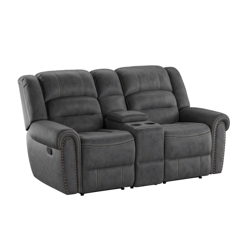 Ferrar – Reclining Console Loveseat – Gray
