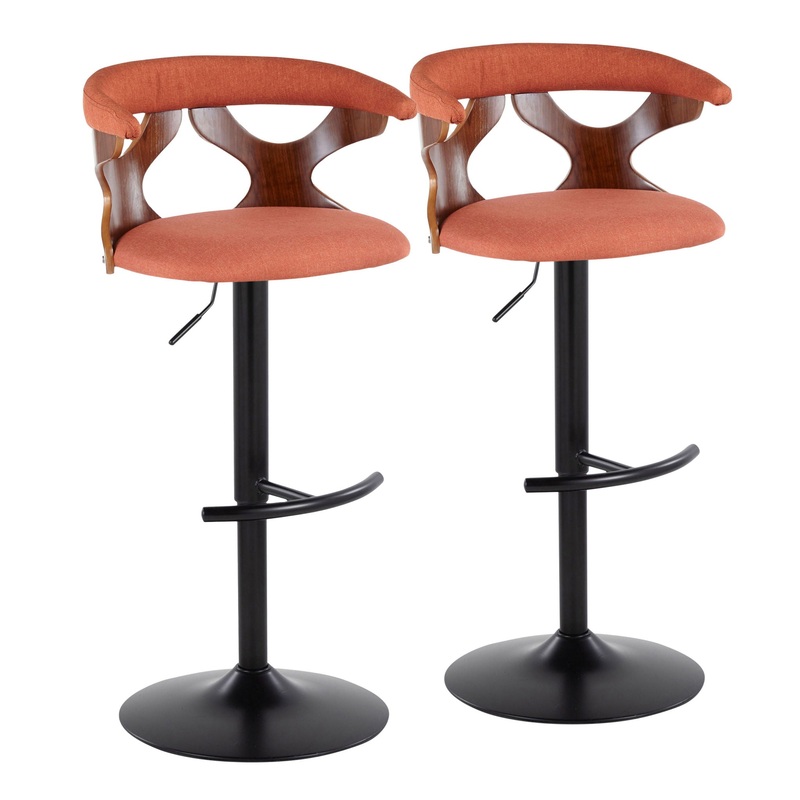 Gardenia – Contemporary Adjustable Barstool With Swivel With Rounded T Footrest (Set of 2)