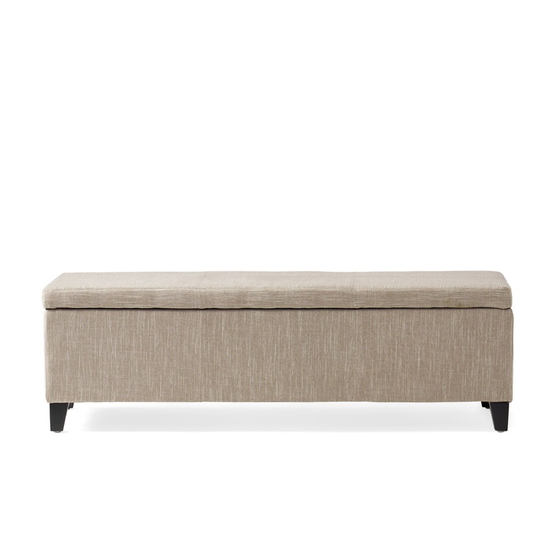 Glouster – Contemporary Storage Ottoman V2 With Upholstered Fabric – Sand