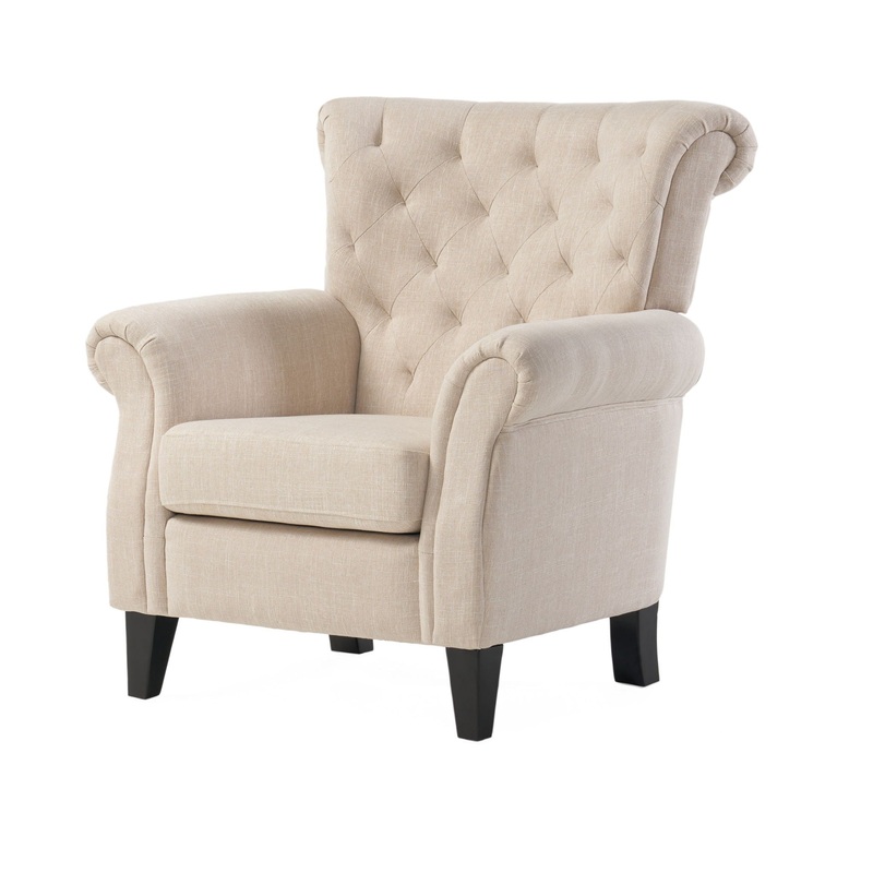 Springfield – Tufted Club Chair Stylish Upholstery – Light Beige