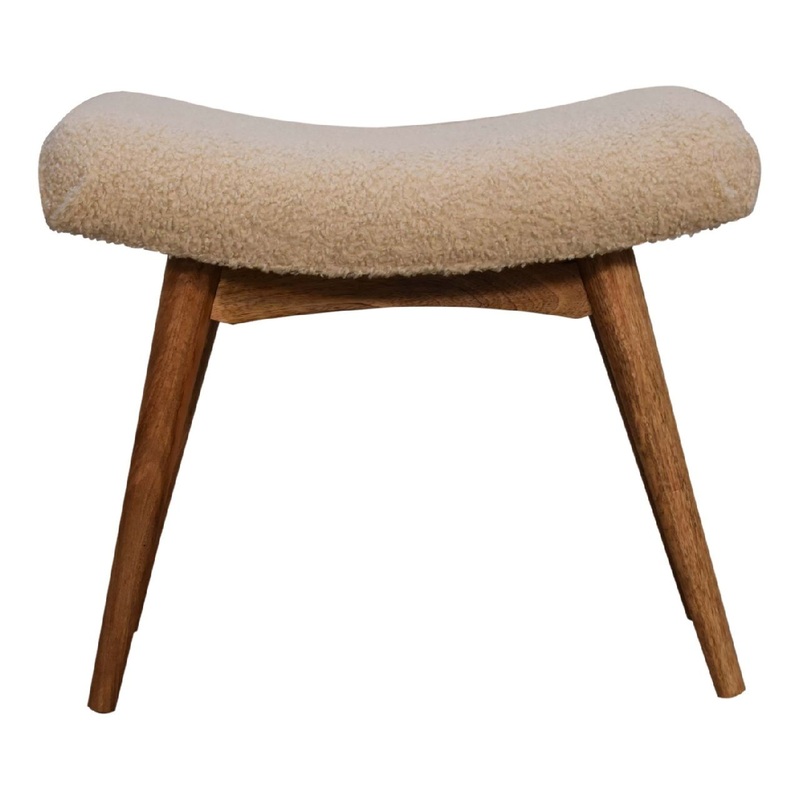 Boucle Curved Bench – Cream