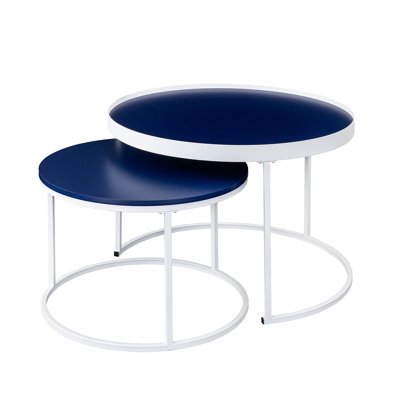 Contemporary Gallery Top Round Nesting Coffee Table Set