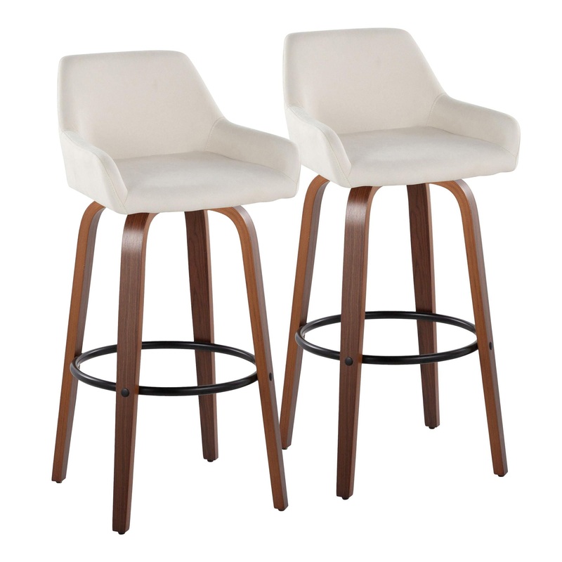 Daniella – Contemporary Fixed Height, Barstool & Swivel And Round Footrest (Set of 2)