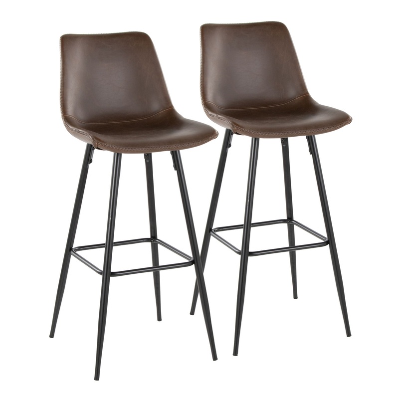 Durango – Industrial / Urban Fixed Height Barstool Square Footrest (Set of 2) – Black / Espresso