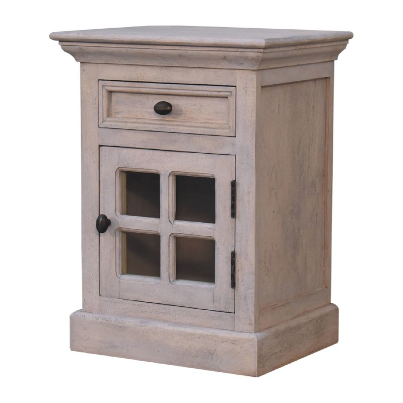 Glazed Bedside Table – Stone White
