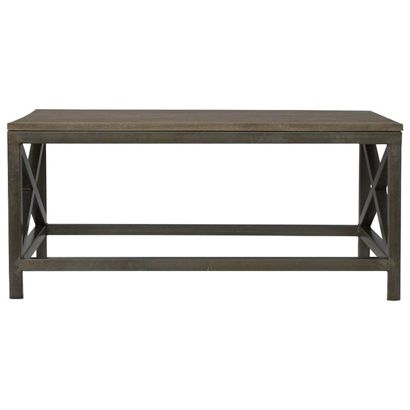 Industrial Cross Metal Coffee Table – Pewter