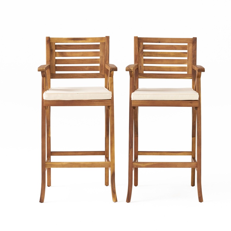 Barstool With Soft Curved Lines And Sturdy Frame (Set of 2) – Brown