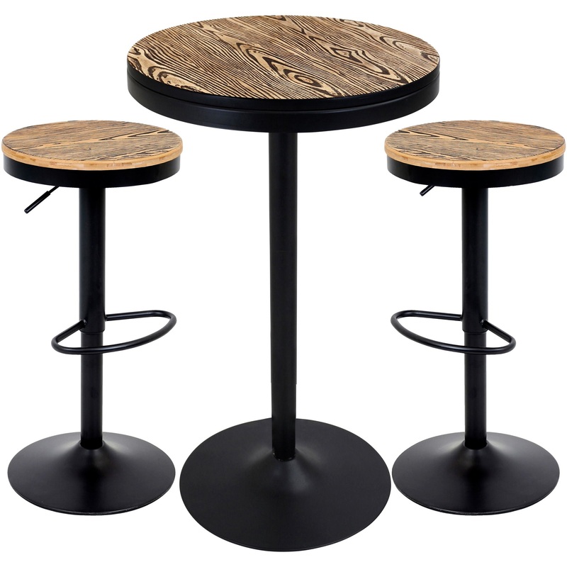 Dakota – 3 Piece Industrial Farmhouse Dining Set – Black