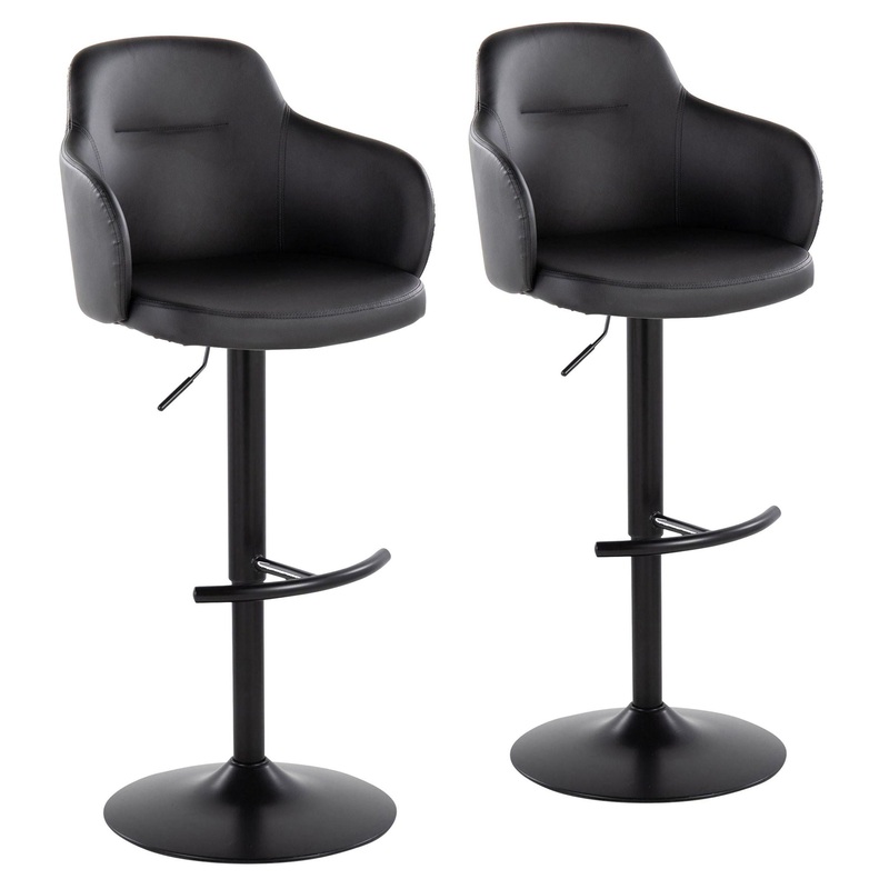 Boyne – Contemporary Adjustable Barstool With Swivel With Rounded T Footrest (Set of 2)
