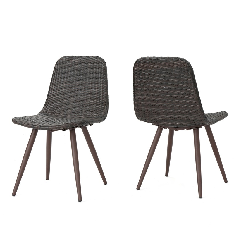 Dreamweaver – Outdoor Dining Chair With Powder Coated Legs (Set of 2) – Brown