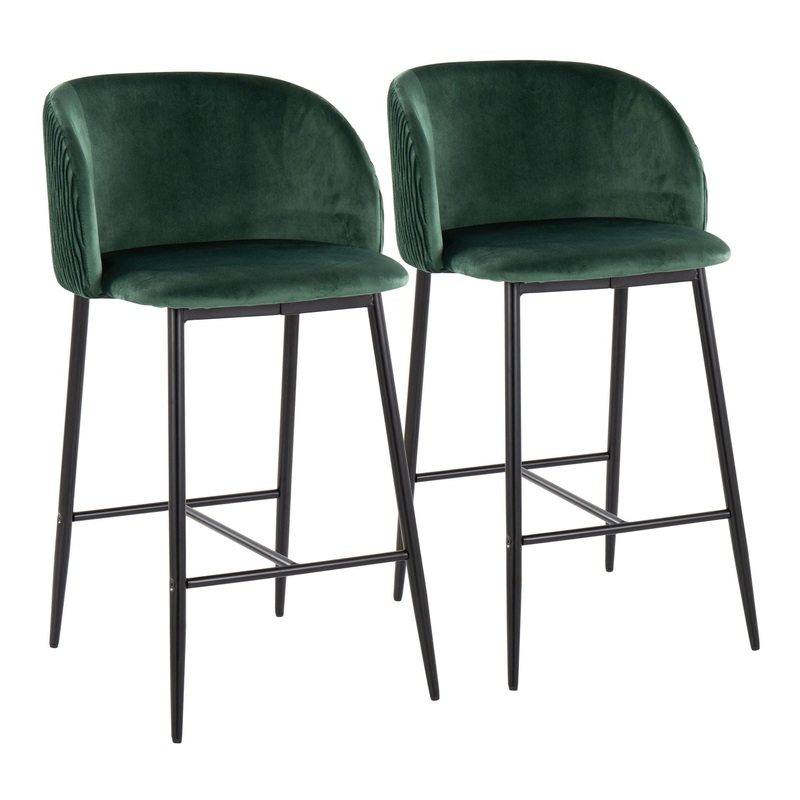 Fran – Pleated Waves Contemporary Fixed Height Counter Stool (Set of 2)