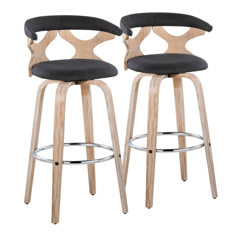 Gardenia – Contemporary Fixed Height Barstool With Swivel With Round Footrest (Set of 2)