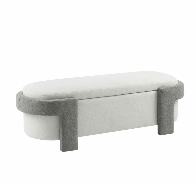 Large Versatile Storage Ottoman Bench: Spacious, Durable, Stylish – White / Light Gray