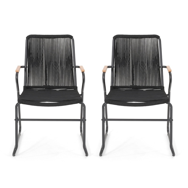 Moonstone – Outdoor Club Chair Set With Rope Weave Design – Black