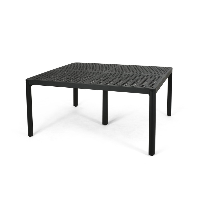 Outdoor Modern Aluminum Dining Table With Woven Accents