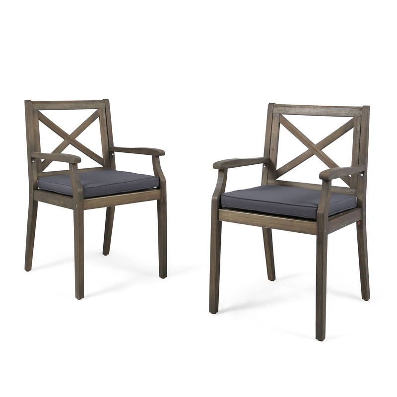 Perla – Dining Chair Set With Cushions 2 Piece – Dark Gray