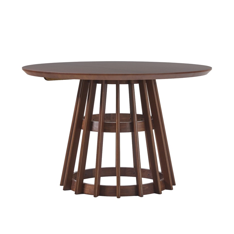 Round Dining Table With Pedestal Base – Brown