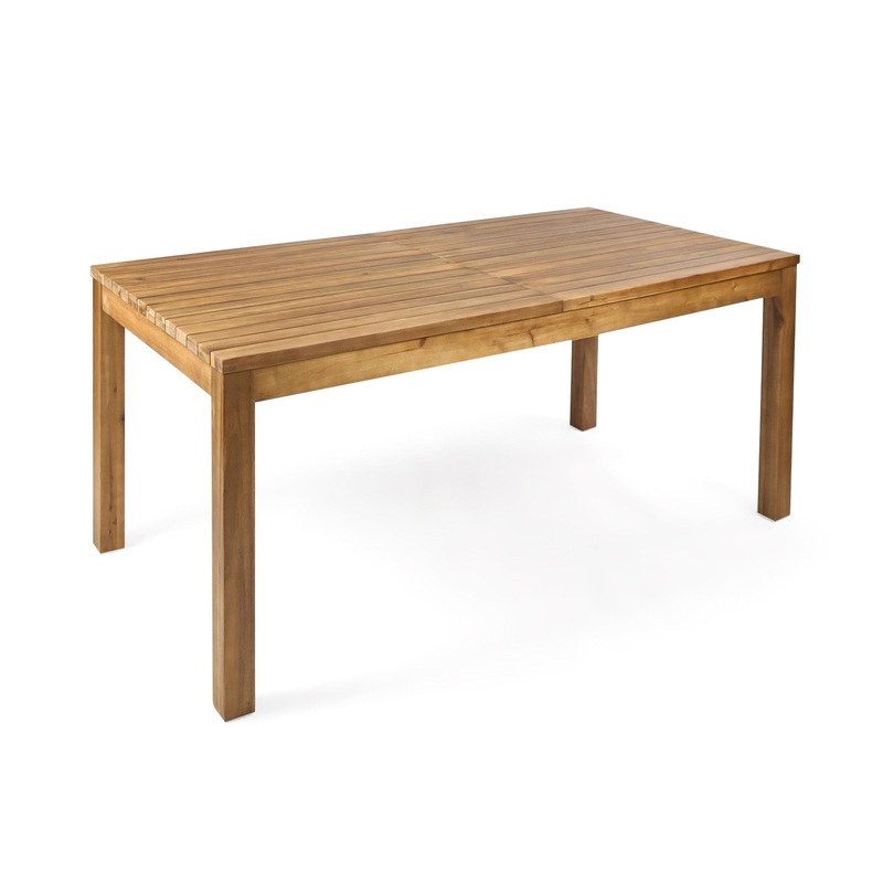 Wilson – Expandable Dining Table With Slat Design – Teak Acacia Wood