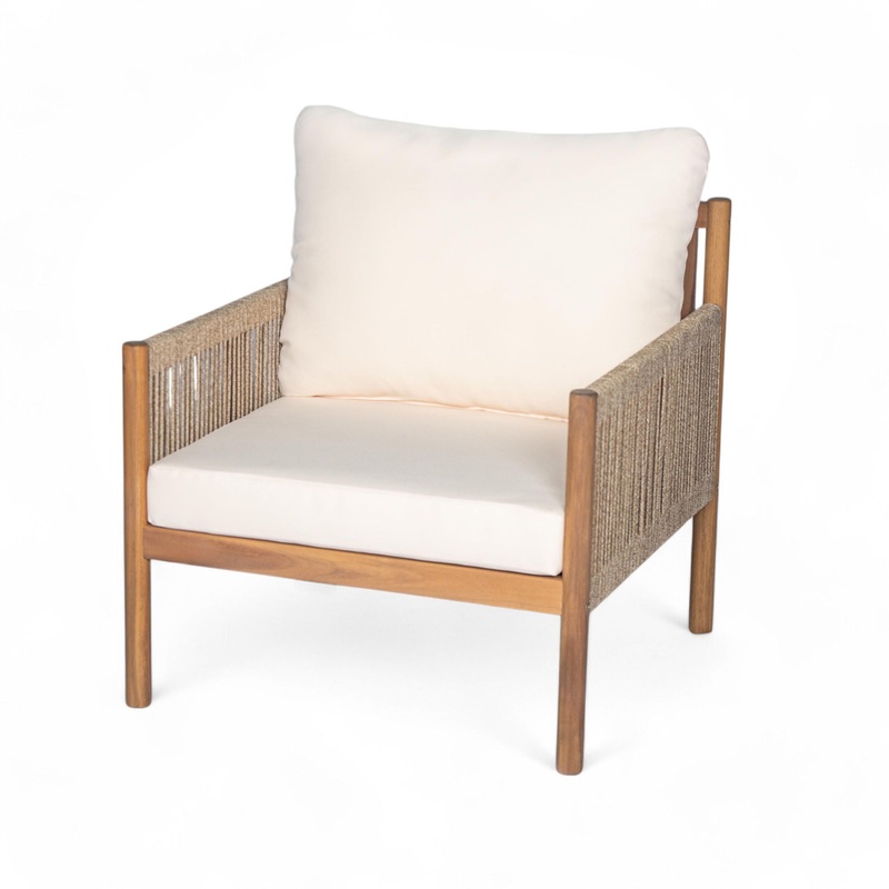 Modern Outdoor Woven Lounge Chair With Solid Wood Frame – Teak