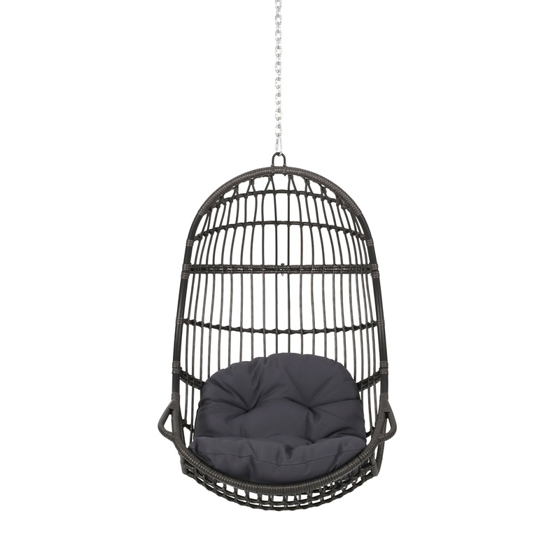 Rustic Hanging Basket Chair With Cushion