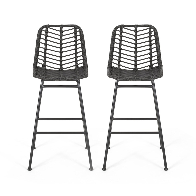 Sawtelle – Outdoor Wicker Barstools (Set of 2)