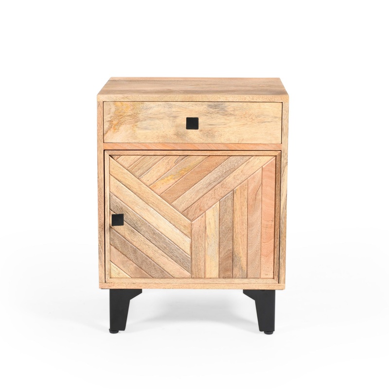 Solid Wood Vintage Nightstand With Handcrafted Detailing – Natural