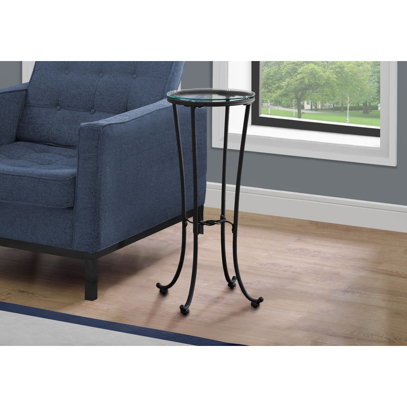 Accent Side Table, Plant Stand, Round, Contemporary & Modern – Black