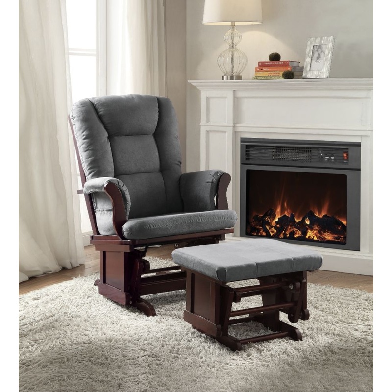 Adeliza – Microfiber Glider Chair With Ottoman – Gray