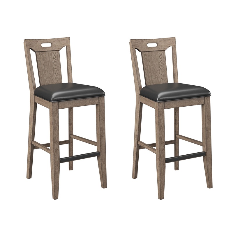Benti – Slat Back Bar Stools (Set of 2) – Brown