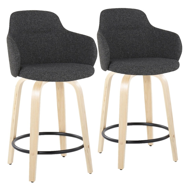Boyne – Contemporary Fixed Height Counter Stool With Swivel (Set of 2) Round Footrest