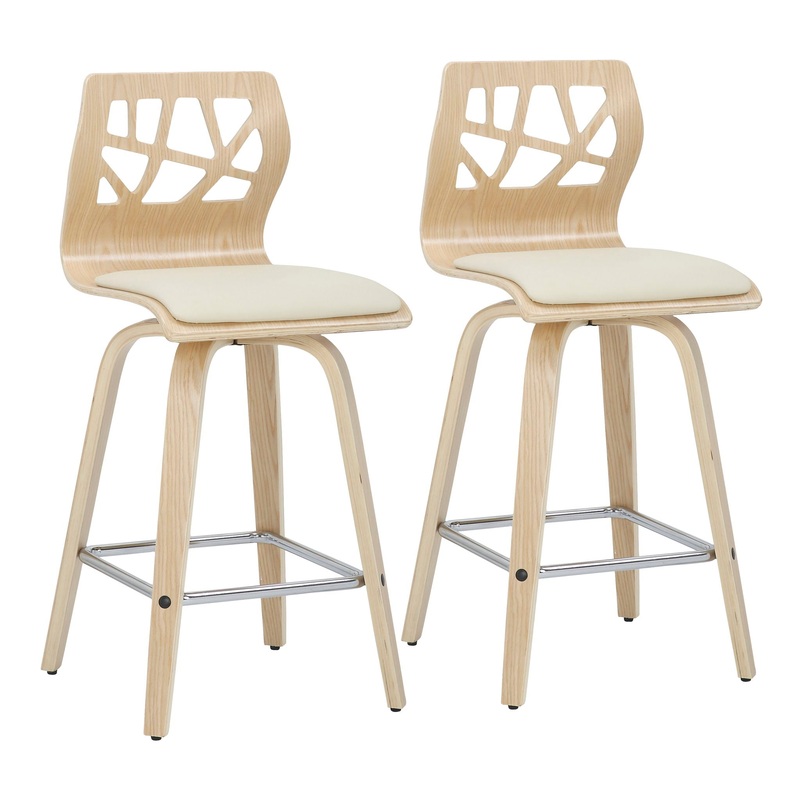 Folia – Mid Century Modern Counter Stool With Footrest (Set of 2)