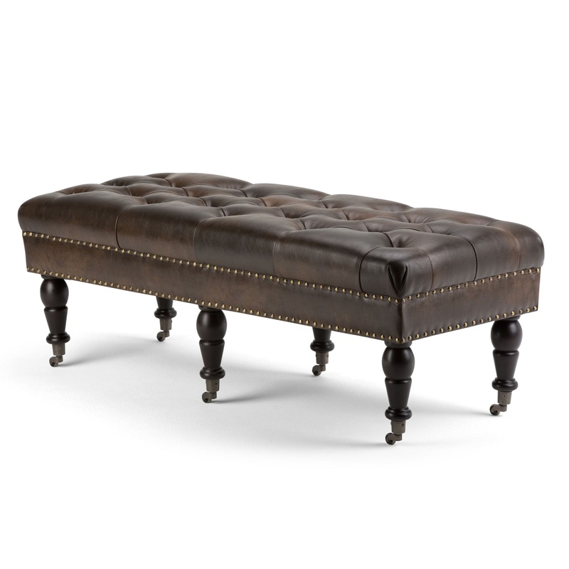 Henley – Tufted Ottoman Bench – Distressed Brown