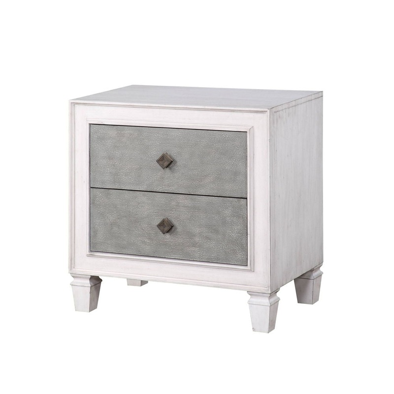 Katia – Weathered Night Stand – Gray / White