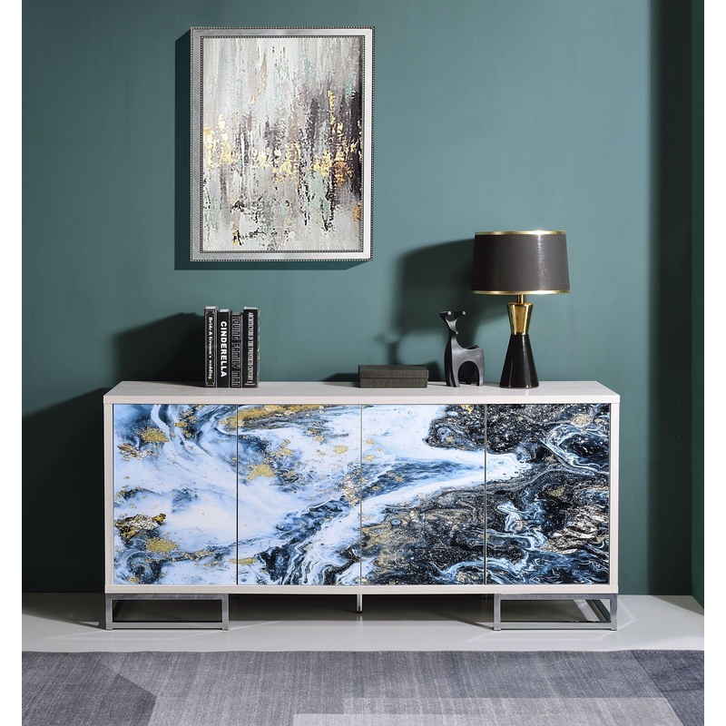 Liam – Marble Paint Console Cabinet – Multi