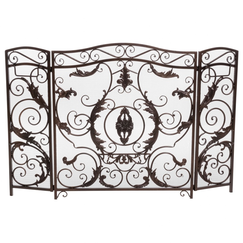 Mariella – Traditional Floral Iron Fireplace Screen With Ornate Design