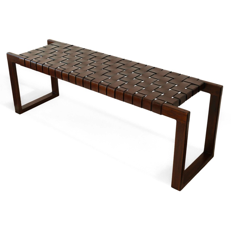 Christina – Leather Bench – Cognac / Dark Brown / Tan