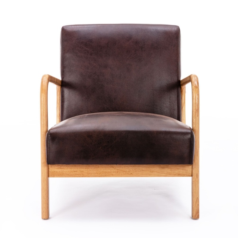 Classic Mid-Century Modern Accent Chairs, Open Framed Armchair With Cushioning Brown – Dark Brown