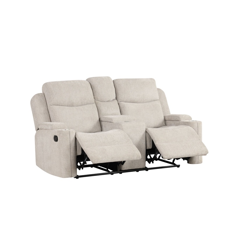 Galya – Motion Loveseat With Console – Light Gray