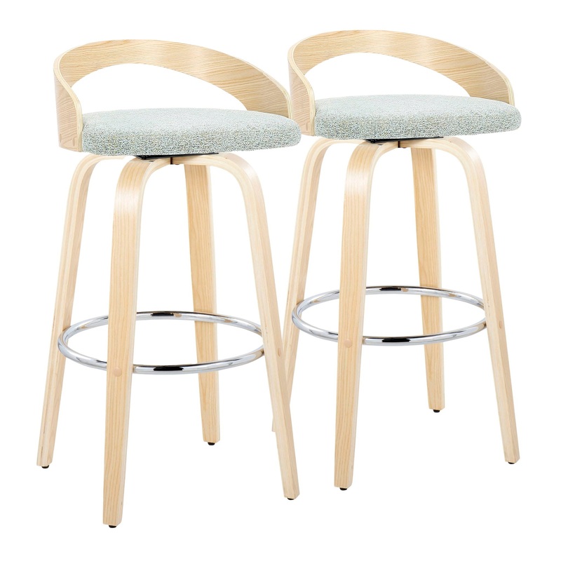 Grotto – Contemporary Fixed Height Barstool With Swivel With Round Footrest (Set of 2)