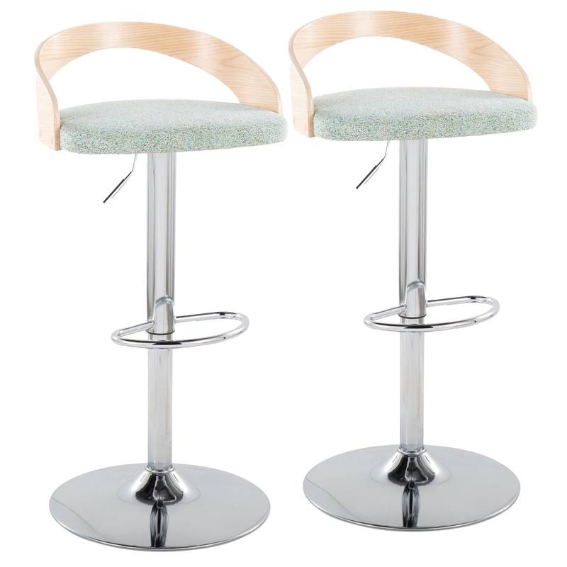 Grotto – Mid Century Modern Adjustable Height Barstool & Swivel With Oval Footrest (Set of 2)