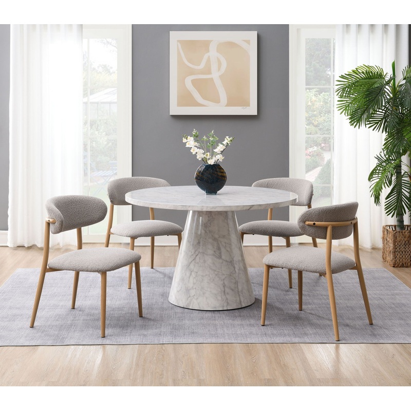 Kacey – 5 Piece Round Table Dining Room Set With Chairs – Natural