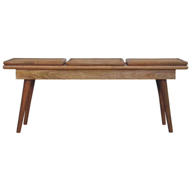 Larissa – Triple Accent Cane Bench – Beige