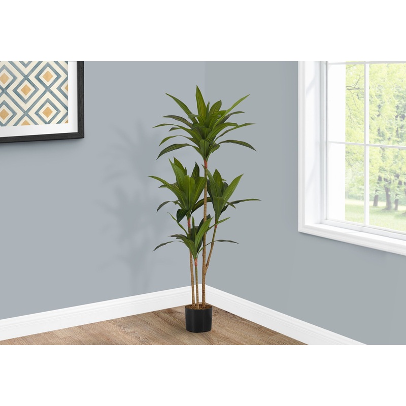 51 Tall, Artificial Plant, Dracaena Tree, Indoor, Faux, Fake, Floor, Greenery, Potted, Real Touch, Decorative – Green / Black