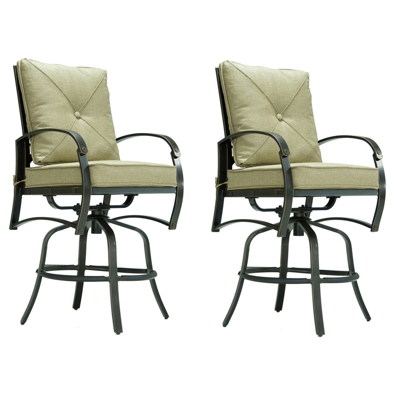 Bar Chair With Back And Seat Cushion (Set of 2) – Antique Bronze