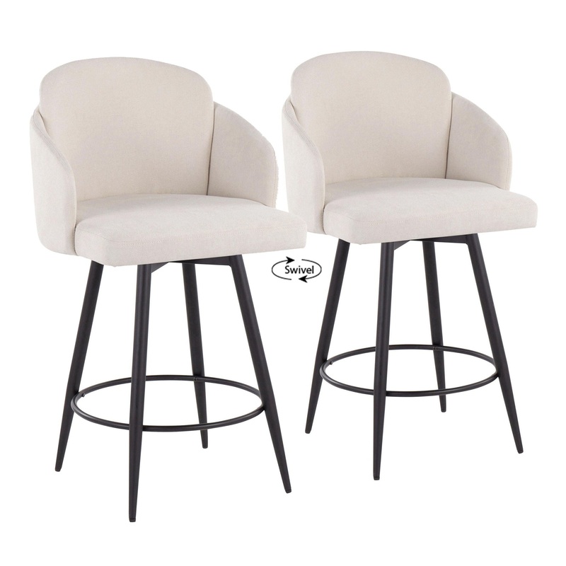 Dahlia – Contemporary Fixed Height Counter Stool With Round Footrest (Set of 2)