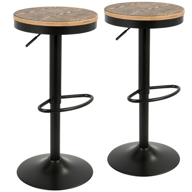 Dakota – Industrial Design Adjustable Barstool (Set of 2)